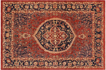 handmade Geometric Kafkaz Chobi Ziegler Rust Blue Hand Knotted RECTANGLE 100% WOOL area rug 9 x 11